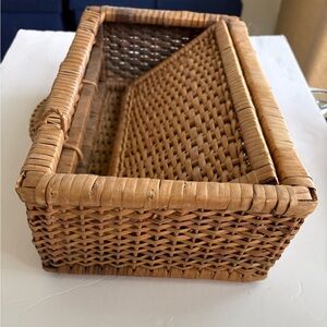 Basket Vintage Wine Storage Beautiful Honey Brown Woven With Accent Colors
